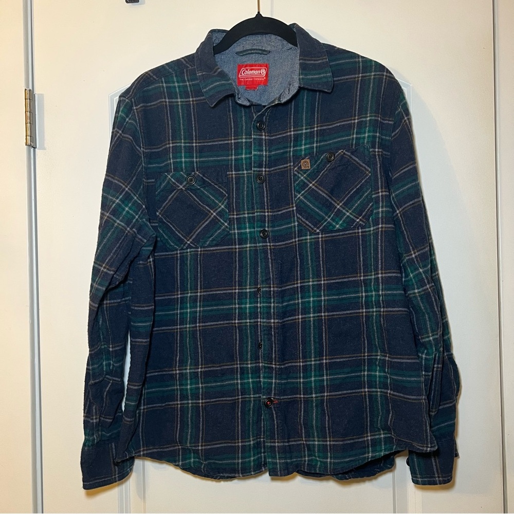 Coleman Cozy Flannel Button Up Men’s XL Blue Plaid Everyday Wear Work Western